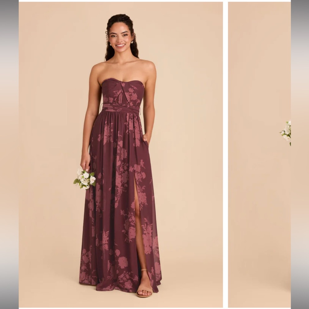 Birdy Grey Grace Convertible Dress with Slit - Chiffon Sangria Whimsical Blooms